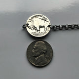 USA 5 Cent Buffalo Indian Head nickel coin rolo link bracelet native American bison Chief Iron Tail New York Washington Nebraska b000085