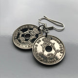 1900's Belgium Belgique Belgie 10 Centimes coin earrings Belgian jewelry initial L Brussels Antwerp Bruges Ghent Antwerpen Liège Charleroi Namur Mons Flanders Flemish Limbourg Mechelen Leuven Ostend Ardennes e000424