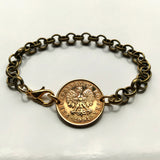 2001 Poland Polska 5 Groszy coin bracelet jewelry white Polish eagle Warsaw Kraków Łódź Wrocław Poznań Gdańsk Szczecin Bydgoszcz Lublin Polak Polonia Zakopane Oświęcim Kołobrzeg Kashubians Białystok b000086