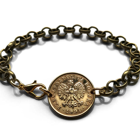 2005 Polen Polska 5 Groszy Münzarmband Schmuck weiß Polnischer Adler Warschau Krakau Łódź Breslau Posen Danzig Stettin Bydgoszcz Lublin Polak Polonien Zakopane Oświęcim Kołobrzeg Kaschuben Białystok b000086