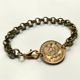 2001 Poland Polska 5 Groszy coin bracelet jewelry white Polish eagle Warsaw Kraków Łódź Wrocław Poznań Gdańsk Szczecin Bydgoszcz Lublin Polak Polonia Zakopane Oświęcim Kołobrzeg Kashubians Białystok b000086