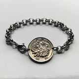 Japan Nippon Nihon 100 Yen coin bracelet sakura cherry blossom Tokyo Osaka Kyoto Okinawa Sendai Chiba Niigata floral b000047