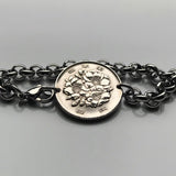 Japan Nippon Nihon 100 Yen coin bracelet sakura cherry blossom Tokyo Osaka Kyoto Okinawa Sendai Chiba Niigata floral b000047