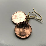 Italy 2 Euro Cent coin earrings Mole Antonelliana Turin tower Villa della Regina Santa Maria del Monte Gran Via Roma Crocetta e000428