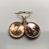 Italy 2 Euro Cent coin earrings Mole Antonelliana Turin tower Villa della Regina Santa Maria del Monte Gran Via Roma Crocetta e000428