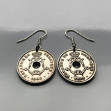1900's Belgium Belgique Belgie 10 Centimes coin earrings Belgian jewelry initial L Brussels Antwerp Bruges Ghent Antwerpen Liège Charleroi Namur Mons Flanders Flemish Limbourg Mechelen Leuven Ostend Ardennes e000424