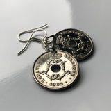 1900's Belgium Belgique Belgie 10 Centimes coin earrings Belgian jewelry initial L Brussels Antwerp Bruges Ghent Antwerpen Liège Charleroi Namur Mons Flanders Flemish Limbourg Mechelen Leuven Ostend Ardennes e000424