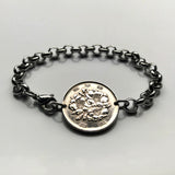 Japan Nippon Nihon 100 Yen coin bracelet sakura cherry blossom Tokyo Osaka Kyoto Okinawa Sendai Chiba Niigata floral b000047