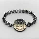 Japan Nippon Nihon 100 Yen coin bracelet sakura cherry blossom Tokyo Osaka Kyoto Okinawa Sendai Chiba Niigata floral b000047
