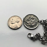 Japan Nippon Nihon 100 Yen coin bracelet sakura cherry blossom Tokyo Osaka Kyoto Okinawa Sendai Chiba Niigata floral b000047