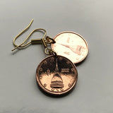 Italy 2 Euro Cent coin earrings Mole Antonelliana Turin tower Villa della Regina Santa Maria del Monte Gran Via Roma Crocetta e000428