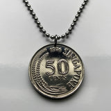 1972 Singapore 50 Cents coin pendant Lionfish zebrafish Bedok Lion City Yishun Choa Chu Kang Punggol Ang Mo Kio Bukit Batok Chinese n003396