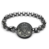 1948 Sweden Sverige 2 Ore coin rolo link bracelet Swedish crown initial G Tre Kroner Swedes Stockholm Gothenburg Malmo Uppsala Linkoping Orebro Ostergotland Norrland Scandinavia Nordic Vikings Norse Svealand Scandes Gotaland Vasteras Helsingborg b000057