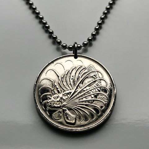 1972 Singapore 50 Cents coin pendant Lionfish zebrafish Bedok Lion City Yishun Choa Chu Kang Punggol Ang Mo Kio Bukit Batok Chinese n003396