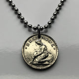 1923 Belgium 50 Centimes coin pendant Belgian lady Brussels Antwerp Bruges Ghent Liège Mons Kortrijk Ostend Ypres Dinant Limbourg Bilstain Wallonia Namur Charleroi Schaerbeek Leuven Mechelen n003406