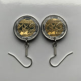 Peru 2 Soles coin earrings escudo Peruano Lima Arequipa Trujillo Chiclayo Piura Huancayo Cusco llama Nazca Line hummingbird Ica e000444