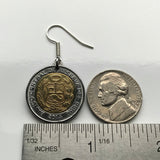 Peru 2 Soles coin earrings escudo Peruano Lima Arequipa Trujillo Chiclayo Piura Huancayo Cusco llama Nazca Line hummingbird Ica e000444