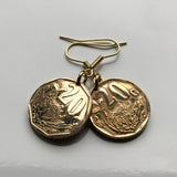 South Africa 20 Cents coin earrings King Protea flower Pretoria Bantu flower plant Eastern Cape isiZulu Northern Sotho Gauteng e000442