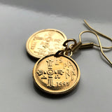 1995 Spain España 5 Peseta coin earring Asturian Victory Cross San Salvador Cathedral Oviedo Gijón Avilés Siero Langreo Raíces Nuevo e000456