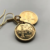 1995 Spain España 5 Peseta coin earring Asturian Victory Cross San Salvador Cathedral Oviedo Gijón Avilés Siero Langreo Raíces Nuevo e000456
