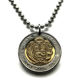 Peru 2 Soles coin pendant escudo Peruano llama alpaca Lima Cuzco Machu Picchu Incas Chiclayo Huancayo Iquitos Chimbote Ica Puno Cajamarca Pucallpa Piura Ayacucho Chincha Huanuco Tarapoto n003419