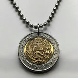 Peru 2 Soles coin pendant escudo Peruano llama alpaca Lima Cuzco Machu Picchu Incas Chiclayo Huancayo Iquitos Chimbote Ica Puno Cajamarca Pucallpa Piura Ayacucho Chincha Huanuco Tarapoto n003419
