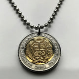 Peru 2 Soles coin pendant escudo Peruano llama alpaca Lima Cuzco Machu Picchu Incas Chiclayo Huancayo Iquitos Chimbote Ica Puno Cajamarca Pucallpa Piura Ayacucho Chincha Huanuco Tarapoto n003419