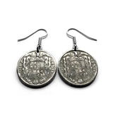 1940 España Spain 10 Centimos coin earrings escudo Español Madrid Barcelona Murcia Asturias Catalan Las Palmas Vigo Gijón Ibiza Oviedo e000376