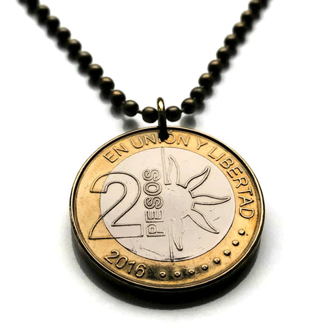 2016 Argentina 2 Pesos coin pendant Sol de Mayo Buenos Aires Tucumán Salta San Juan Entre Ríos Río de la Plata Puerto Madero Quilmes n002025