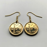 1995 Spain España 5 Peseta coin earring Asturian Victory Cross San Salvador Cathedral Oviedo Gijón Avilés Siero Langreo Raíces Nuevo e000456