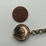 1908 Hungary Magyar 2 Filler coin brass rolo link bracelet jewelry Hungarian Holy Crown of Saint Stephen Szent Korona Budapest Debrecen Szeged Miskolc Pécs Győr Gellért Hill Nyíregyháza Jászság Fejér Hajdú-Bihar b000095