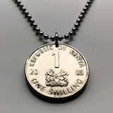 2005 Kenya Shilling coin pendant Kenyan lions Nairobi East Africa Kikuyu Luhya Luo Kiswahili Great Rift Valley Lamu safari spears n001935