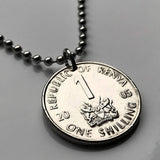 2005 Kenya Shilling coin pendant Kenyan lions Nairobi East Africa Kikuyu Luhya Luo Kiswahili Great Rift Valley Lamu safari spears n001935