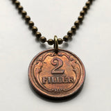 1938 Hungary Magyars 2 Filler coin pendant Saint Stephen Holy Crown Szent Korona Budapest Debrecen Miskolc Szeged Pecs Gyor Csango Pannonian Komarom Esztergom Erzsebetvaros Magyarorszag Eger Szekesfehervar Nograd Nyiregyhaza Kecskemet Andrassy n001569