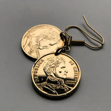 Chile 10 Pesos coin earrings Santiago Bernardo O'Higgins Libertador Araucanía Iquique Rancagua La Pintana Temuco Coquimbo e000463