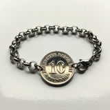 1912 Germany Deutschland 10 Pfennig coin bracelet German black eagle Berlin Hamburg Munich Cologne Frankfurt Stuttgart Düsseldorf Leipzig Dortmund Essen Bremen Dresden Hanover Nuremberg b000093