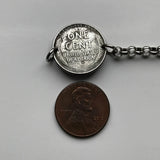 USA 1943 Steel Penny 1 Cent coin stainless steel rolo link bracelet World War 2 era Allies Abraham Lincoln wheat steelie magnetic coin Americana Victory b000099