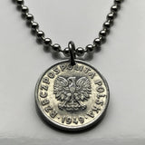 1949 Poland Polska 10 Groszy coin pendant white Polish eagle Warsaw Łódź Toruń Zakopane Oświęcim Kołobrzeg Kashubian Białystok Wawel n003467
