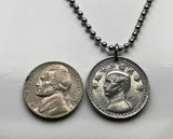 1950 Taiwan Republic of China 2 Jiao coin pendant Taiwanese map Formosa Taipei Sun Yat-sen Taichung Kaohsiung Taoyuan Tainan Hsinchu Kuomintang Keelung Chiayi Changhua Miaoli Taoyuan Taitung n003459
