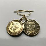 1996 Germany Deutschland 10 Pfennig coin earrings oak seedling tree planting gardening Berlin Hamburg Munich Cologne Frankfurt Stuttgart Düsseldorf Bavaria Dortmund Leipzig Bremen Dresden Bonn e000470