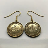 1996 Germany Deutschland 10 Pfennig coin earrings oak seedling tree planting gardening Berlin Hamburg Munich Cologne Frankfurt Stuttgart Düsseldorf Bavaria Dortmund Leipzig Bremen Dresden Bonn e000470