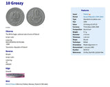1949 Poland Polska 10 Groszy coin pendant white Polish eagle Warsaw Łódź Toruń Zakopane Oświęcim Kołobrzeg Kashubian Białystok Wawel n003467