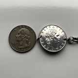Italia 50 Lire moneda colgante collar joyería italiana Vulcano herrero dios del fuego Roma Milán Florencia Venecia Verona Génova Palermo Bolonia Torino Napoli Cagliari San Gimignano Siena Módena Parma n001009
