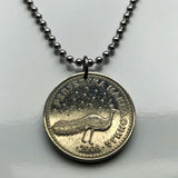 2008 North Macedonia 10 Denari coin pendant Peacock male Peafowl Stobi Skopje Bitola Kumanovo Prilep Tetovo Veles Štip Lake Ohrid Gostivar Pelagonia Vardar Balkans Yugoslavia Scupi Adriatic n003483