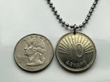 2008 North Macedonia 10 Denari coin pendant Peacock male Peafowl Stobi Skopje Bitola Kumanovo Prilep Tetovo Veles Štip Lake Ohrid Gostivar Pelagonia Vardar Balkans Yugoslavia Scupi Adriatic n003483