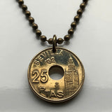 1983 España España 10 Pesetas moneda colgante collar joyería Escudo Español Corona española Madrid Barcelona Sevilla Valencia Granada Zaragoza Toledo Cádiz Córdoba Castilla León Aragón Navarra Andalucía Catalana Bilbao Coruña Salamanca n001634