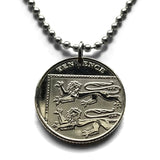2017 England United Kingdom Great Britain 10 Pence coin pendant necklace English lions London Manchester Birmingham Sheffield Liverpool Leeds Newcastle Reading Portsmouth Norwich Essex Kent n002256