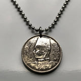 1938 Egypt 10 Milliemes coin pendant King Farouk I Cairo Alexandria Thebes Nile Mansoura Tanta Faiyum Karnak Asyut Dahab Taba Nubia n003519