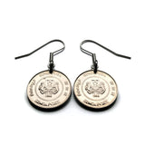 1986 Singapore Singapura 10 Cents coin earrings Star Jasmine flower Bedok Lion City Yishun Choa Chu Kang Punggol Ang Mo Kio Bukit Batok Chinese e000008