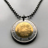 2008 Peru 5 Soles coin pendant escudo Peruano Lima Arequipa Trujillo Chiclayo Piura Huancayo Cusco llama Inca Nazca Lines condor Ica n003512